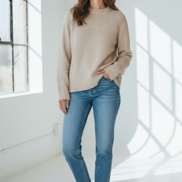Caslon Sweaters - Caslon Beige Crewneck Sweater